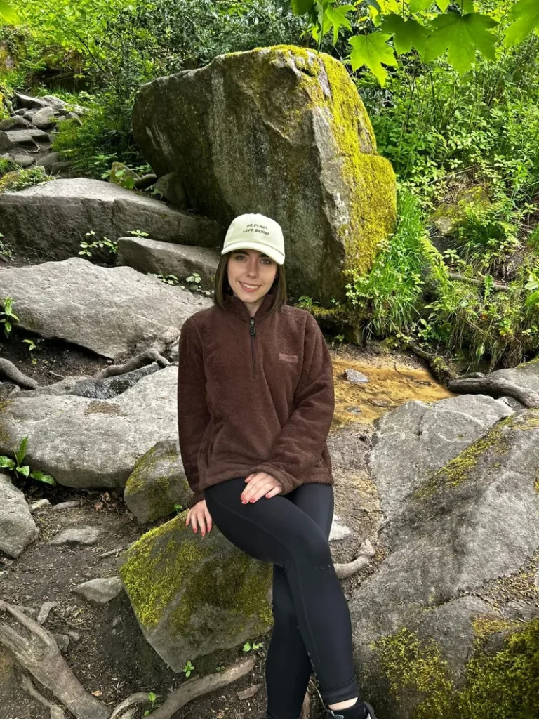 Wearing the cream cap on a woodland walk