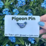 The pigeon pin on its backing card